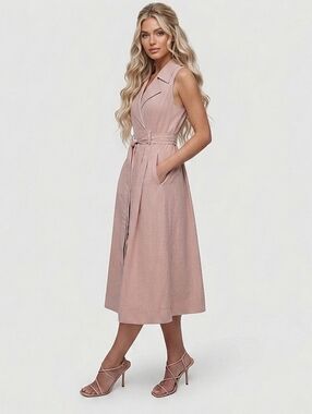 Stoosh Belted Sleeveless Vest Trench Coat Cardigan
